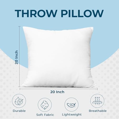 Utopia Bedding Throw Pillows (Set of 4, White) – 20 x 20 Inches Down Alternative Pillows for Bed, Sofa, and Couch