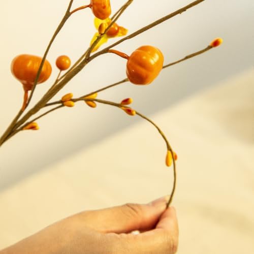 8-Pack Fall Stems Artificial Fall Picks 17" Tall with Mini Pumpkins