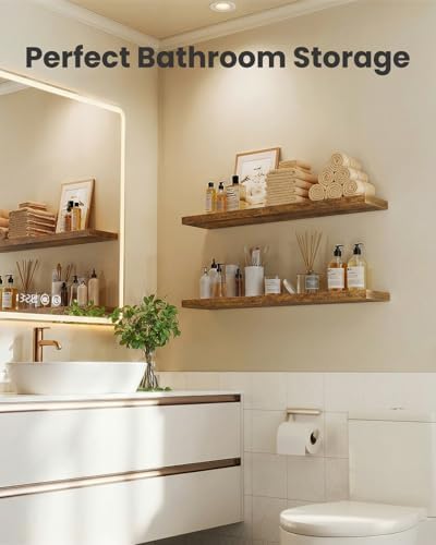 Amada 23.6" Floating Shelves for Wall Decor & Storage, Set of 3, Brown