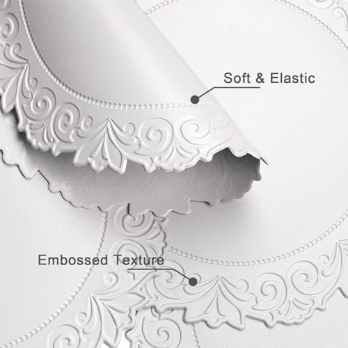 Round Faux Leather Placemats Set of 4, Dining Table Mats, White