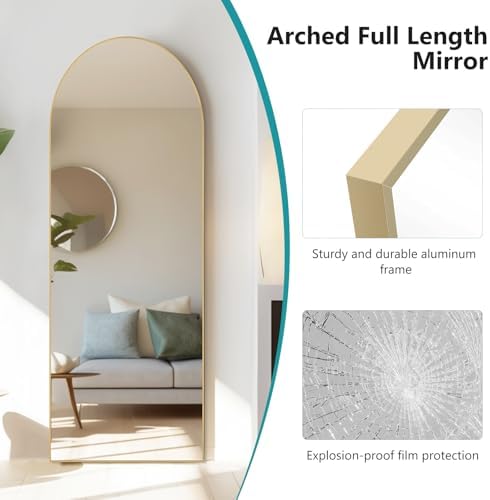 DUMOS 63"x20" Arched Full Length Floor Mirror, Full Body Mirror with Stand