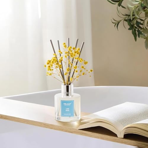 Airkeep Reed Diffuser Set,3.38 fl oz (100 ml) - Lime Basil Oil Diffusers with 8 Reed Sticks, Home Fragrance Reed