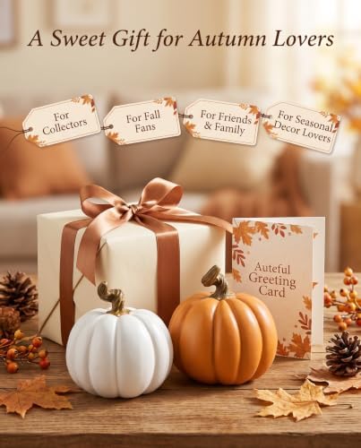 Set of 2 Fall Decorations for Home Resin Decorative Pumpkin Decor 4''
