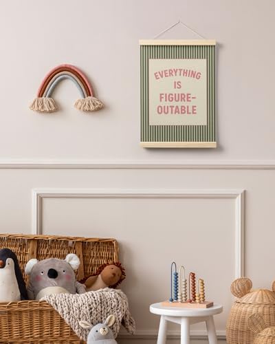 FGFK Everything Is Figureoutable Positive Affirmations Wall Art Poster Hanger Frame, Retro Pink and Green Inspirational