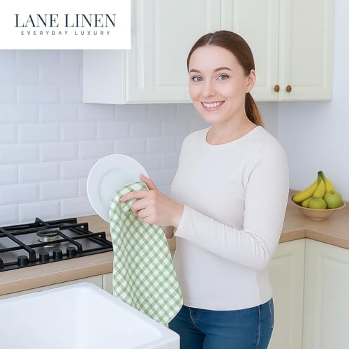 LANE LINEN Cotton Dish Towels for Kitchen Quick Drying, Durable 4 Pack