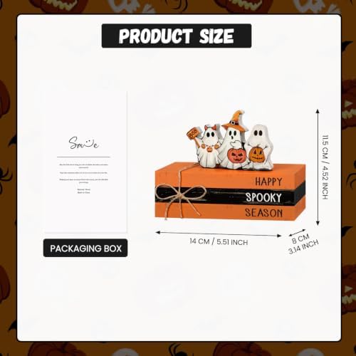 Smile Halloween Wooden Block Decor Set Ghosts Happy Spooky Season