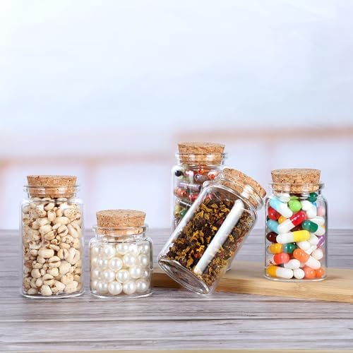 4 pcs 120ml Small Glass Bottles with Cork Stopper,Graduation Gifts,Decorative Bottle,Vials Jars,Cute Storage Jar,Wishing Bottle 47x90mm(1.85x3.55inch)