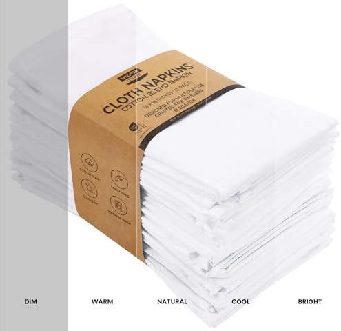 Utopia Kitchen Cotton Blend White Cloth Napkins [12 Pack, 18x18 Inch]
