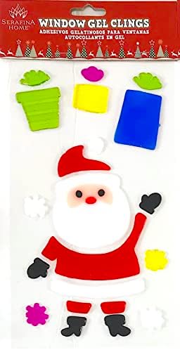 Christmas Window Gel Clings Stickers for Glass & Mirrors, 6 Reusable Sheets