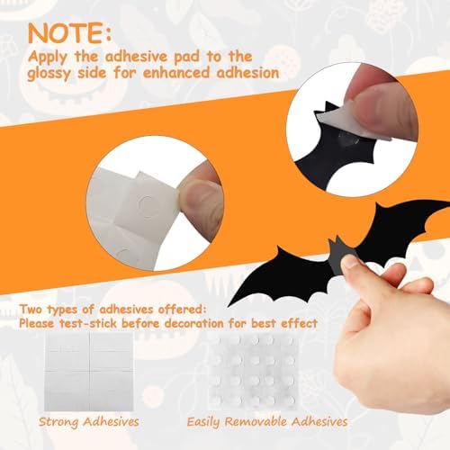 Bats Halloween Decoration, 60Pcs Black Bat Stickers