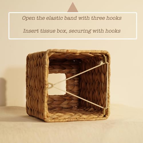 Handmade Wicker Napkin Box Holder / Water Hyacinth / Single / Natural