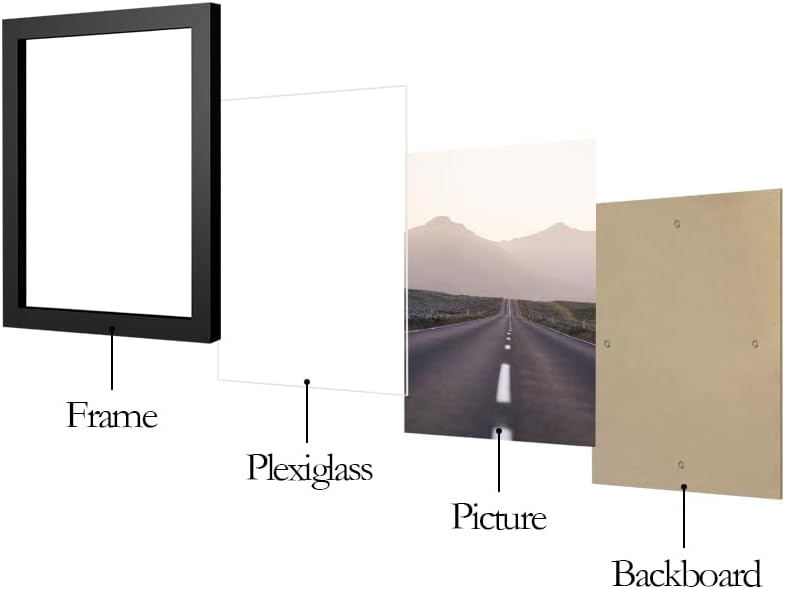 12x16 Picture Frame 5 Pack, Classic Black Poster Frame | Horizontal or Vertical Wall Mounting, for Photos, Artwork;