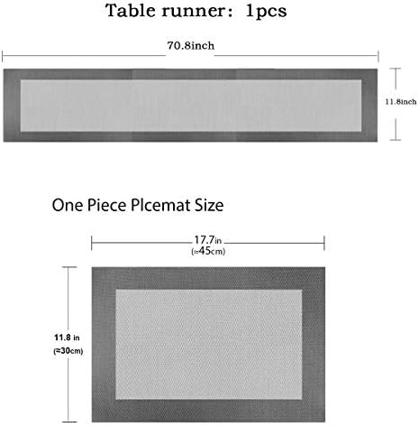 Vinyl Placemats Heat-Resistant Table Mats Washable Easy Clean Plastic Placemats for Dining Table Set of 4 (Dark Silver)