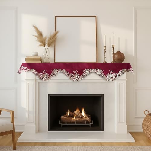 Decozen Mantel Scarf for Fireplace, Mantle Runner Cover Christmas Holiday Fireplace Decor Mantel Decoration Housewarming Gift