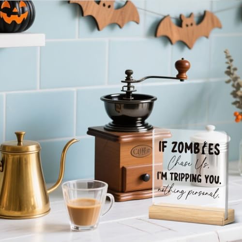 Cute Halloween Home Decor Decorations If Zombies Chase Us Acrylic Sign