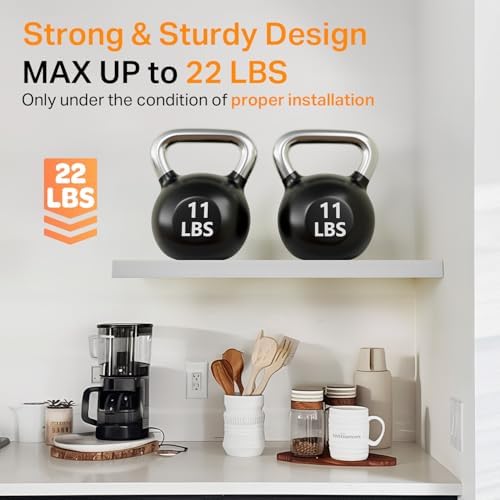 BAYKA White Floating Shelves 15.7in, Set of 3, Wall Mounted for Wall Decor
