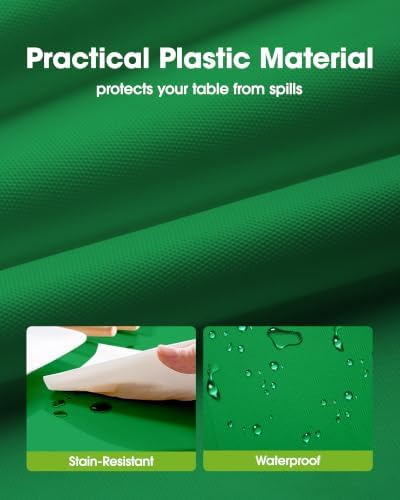Pureegg Plastic Table Cloth Disposable 10 Pack, 54 x 108 Inch Table Cloths, St Patricks Day, Christmas Decorations, Tablecloths, Rectangle, Forest, Plastic Cover, Leakproof & Sturdy, Green
