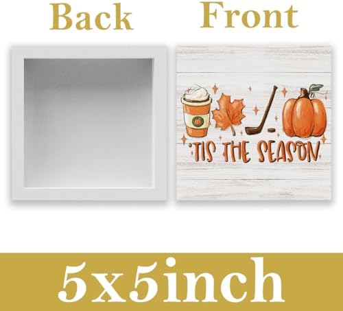 Tis the Season Fall Decorations for Home Fall Pumpkin Kitchen Decor Autumn Golf Decorations for Table Farmhouse Autumn Holiday Decor 5 x 5 inches (Tub 2606)