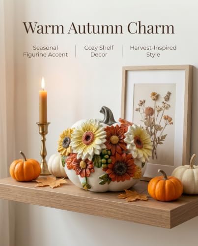 Fall Decorations for Home Floral Pumpkin Figurine Harvest Tabletop Decor