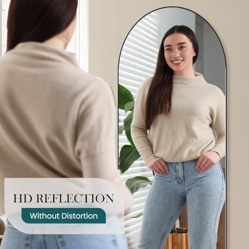 Arched Full Length Floor Mirror, 16"x59" Body Wall Mirror with Stand