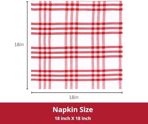 PurpleEssences Plaid Napkins 18x18 Homestead Plaid - Red & White