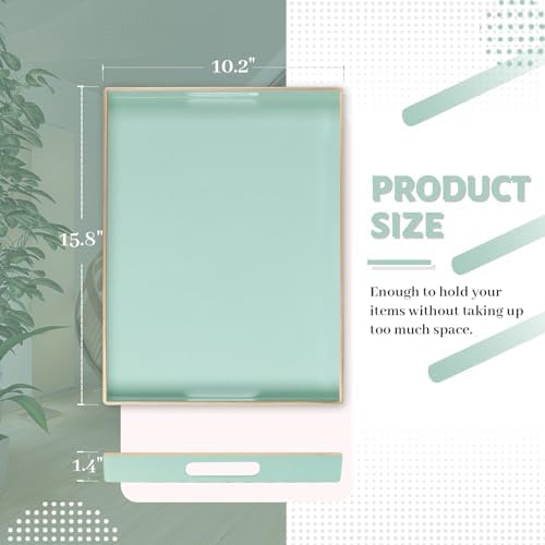 MAONAME Mint Green Decorative Tray for Ottoman, Serving Tray with Handles
