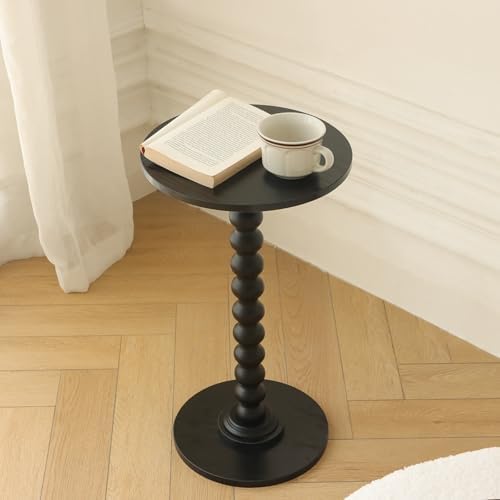 Fultyle Round Side Table, Small Drink Table for Small Spaces, Modern Accent End Table Nightstand with Solid Wood Leg