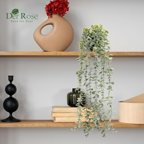 Der Rose 24" Fake Hanging Eucalyptus Plant for Bathroom Wall Art Decor