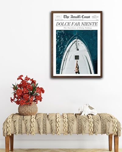EcoHest 12x16 in Dolce Far Niente Newspaper Framed Wall Art