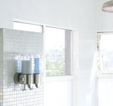 simplehuman Wall Mount Pumps, Twin 15 fl. oz. Shampoo & Soap Dispenser, Stainless Steel