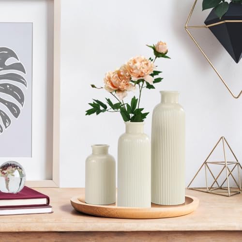 Small Ceramic Vase / Beige / Set of 3