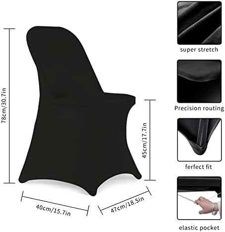 HAINARverS Stretch Spandex Folding Chair Covers,100PCS Upgrade Black