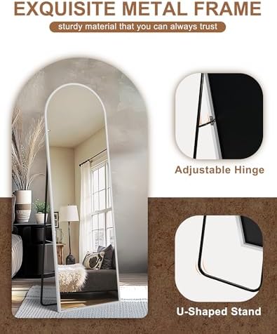 Delma Arched Full Length Mirror with Stand, 56x15 Silver Floor Mirror