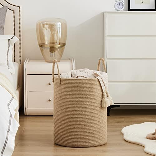 Woven Rope Laundry Hamper Basket by YOUDENOVA, 72L Tall Luandry Basket, Baby Nursery Hamper for Blanket Storage in
