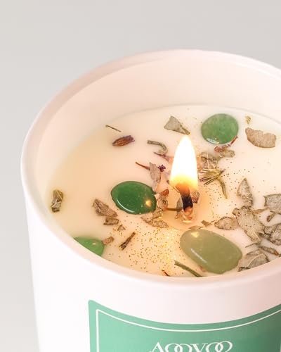AOOVOO Eucalyptus Scented Candles for Women - Aromatherapy Candle with Crystals Inside, 7oz Soy Candles for Home