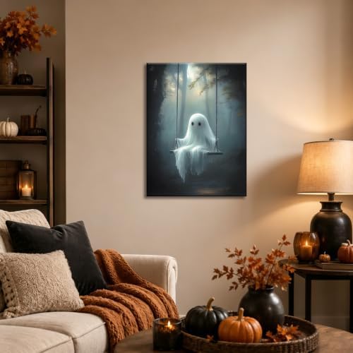 ILLBDR Halloween Cute Ghost Canvas Wall Art 16x24 inch