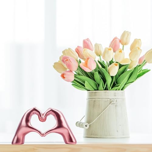 Lynagert Small Heart Hands Sculpture Decor for Living Room Bedroom Bookshelf Coffe Table, Love Finger Statue Modern