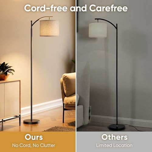 Battery Operated Floor Lamp, RGB Dimmable Cordless Standing Lamp with Remote Control for Living Room, Tall Floor Lamp