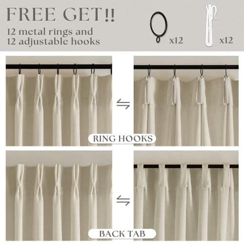 TWODRAPES 60 Inch Width 90 Inches Long Linen Pinch Pleated Curtains 1 Panel
