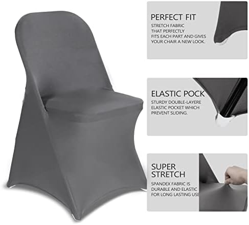 HAINARverS Folding Chair Covers for Wedding, 10pcs Gray