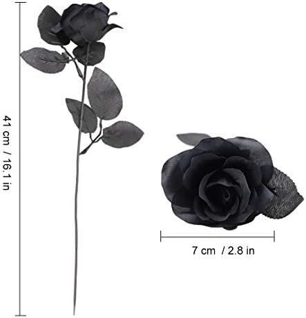 TUZAZO 10 Pcs Black Roses Artificial Flowers, Halloween Decorations