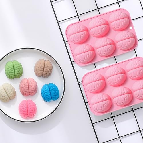 Brain Silicone Mold, 6-Cavity, 17.9x12.3 cm, Pack of 2
