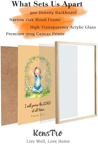 KensTro 12x16 Oak Framed Psalm 34:1 Praise the Lord Wall Art