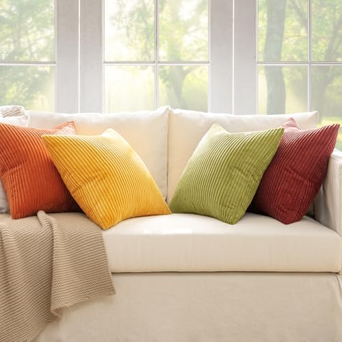 MIULEE Fall Decorative Throw Pillow Covers Yellow Orange Rust 18x18