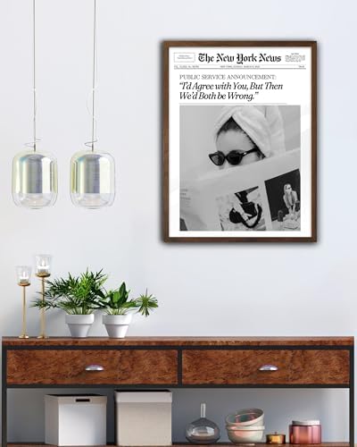 EcoHest 12x16 in Cool Girl Newspaper Framed Wall Art for Bedroom