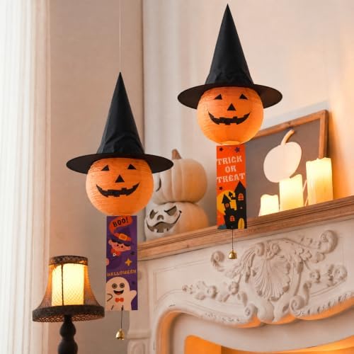 5 Pcs Halloween Paper Lantern – Spooky Hanging Pumpkin Lantern Set
