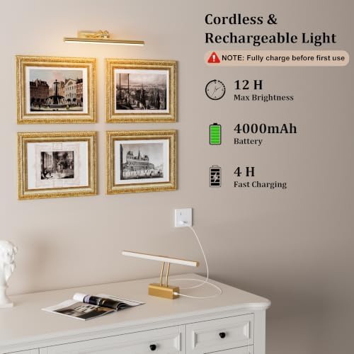 Battery Operated Wall Light, Set of 2, Gold, RF Remote Control