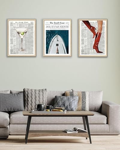 EcoHest Small 8x10 in Red Boots Newspaper Framed Wall Art