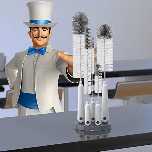 MR.SIGA 10 Pack Bottle Brush Cleaning Set with Storage Holder, Cleaning Brushes for Long Narrow Neck Bottles, Water Bottles, Baby Bottles, Tumblers, Drinking Glasses, Strews