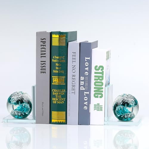 Glass Bookends / Book Ends / Blue